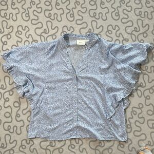 Anthropologie Maeve Flutter Sleeve Top